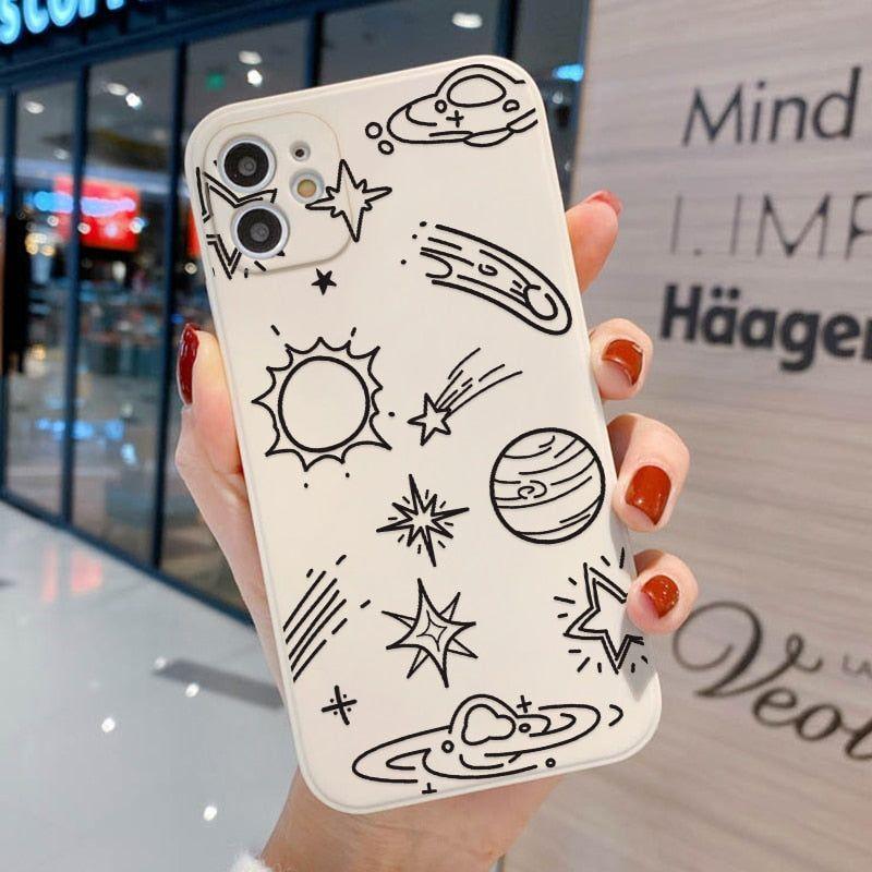 Cute Phone Cases For iPhone 13 11 1Pro Max Mini XR X XS 12 Pro Max 11 SE 2020 6 6S 7 8 Plus Space Stars - Touchy Style