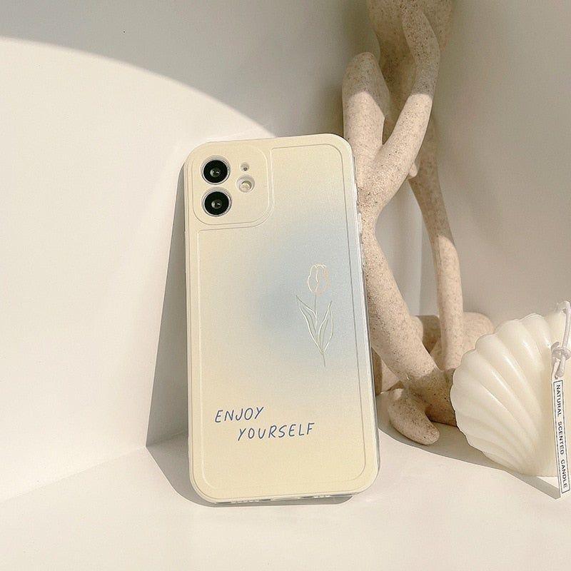 Cute Phone Cases For iPhone 14 13 11 12 Pro Max Xr Xs Max 7 8 Plus 7Plus Sweet Single Rose - Touchy Style