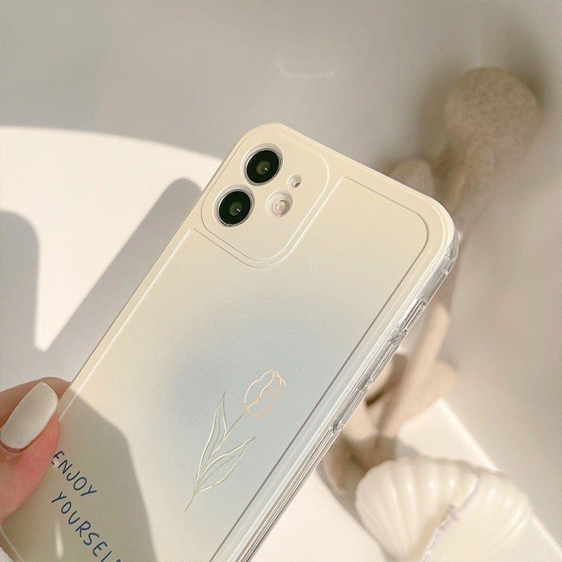 Cute Phone Cases For iPhone 14 13 11 12 Pro Max Xr Xs Max 7 8 Plus 7Plus Sweet Single Rose - Touchy Style