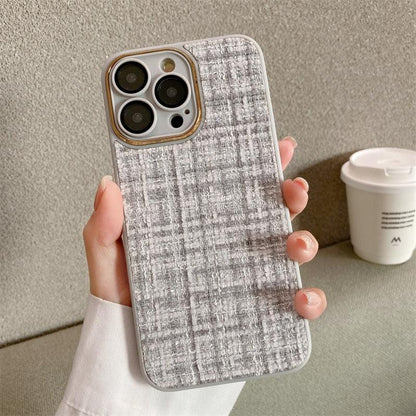 Cute Tweed Fabric Lattice Phone Case Cover For iPhone 14 13 12 And 11 Pro Max - Touchy Style