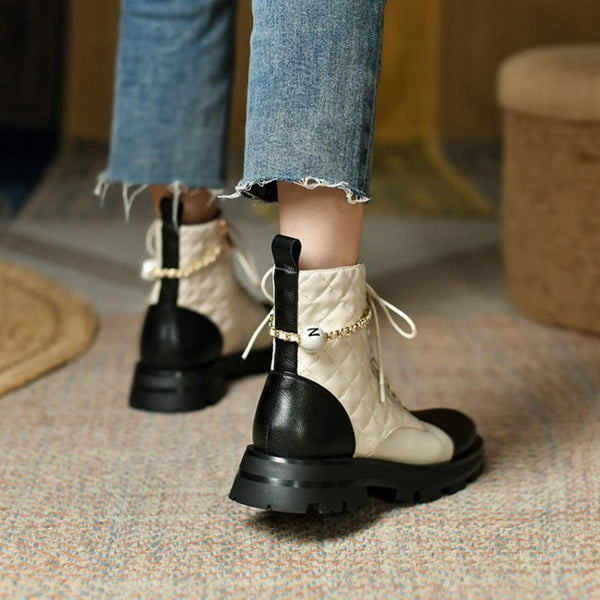 最安 Juemi Lattice Long Boots | ferndaledowntown.com