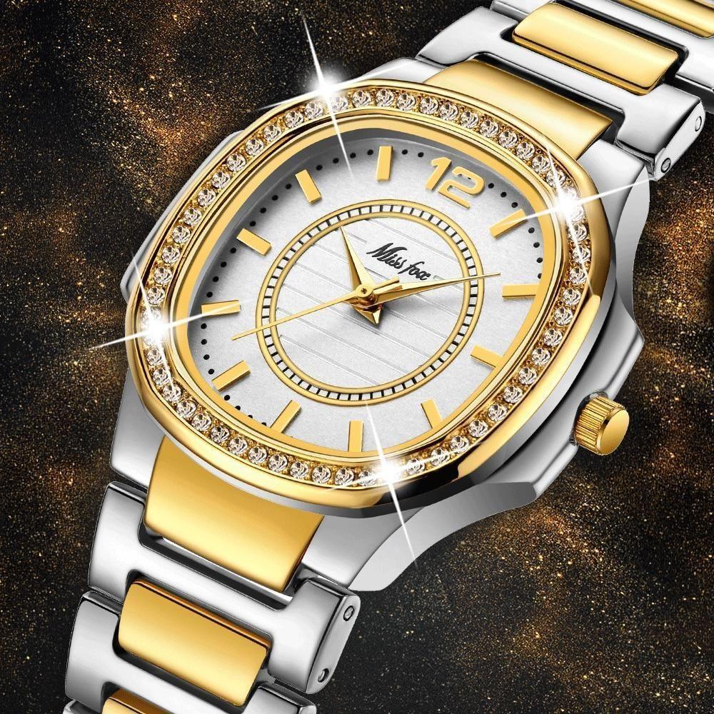 Diamond Quartz Stainless Steel Simple Watches For Women&