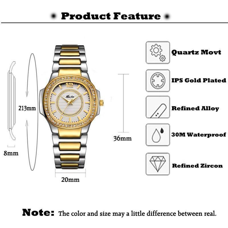 Diamond Quartz Stainless Steel Simple Watches For Women&