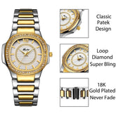 Diamond Quartz Stainless Steel Simple Watches For Women&