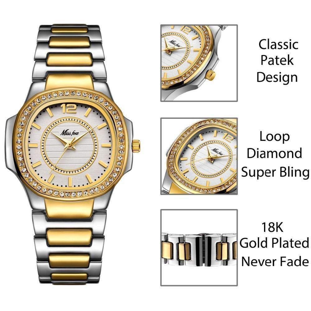 Diamond Quartz Stainless Steel Simple Watches For Women&