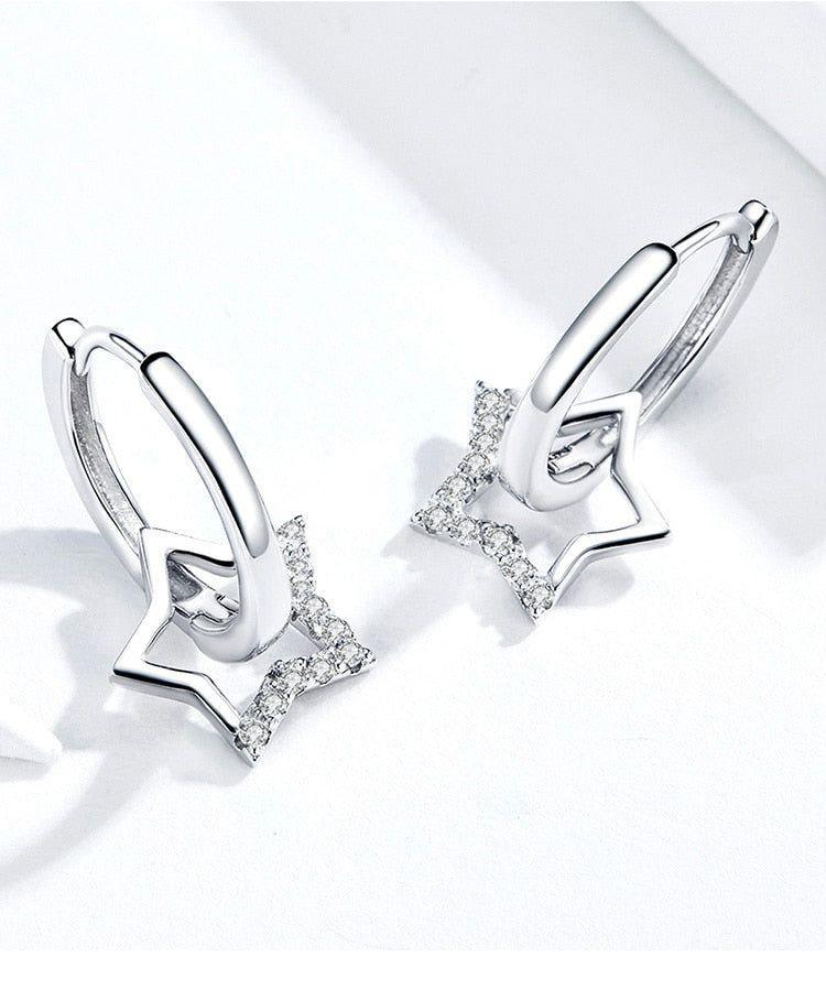 Drop Earrings Charm Jewelry - Clear Star - BSE276 - Touchy Style