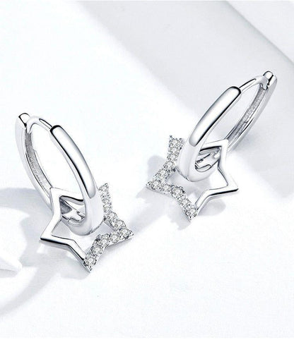 Drop Earrings Charm Jewelry - Clear Star - BSE276 - Touchy Style