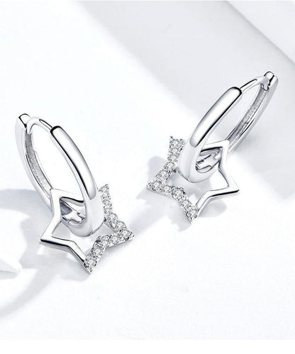 Drop Earrings Charm Jewelry - Clear Star - BSE276 - Touchy Style