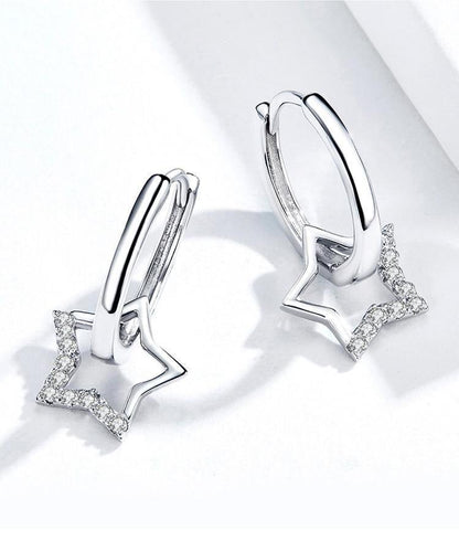 Drop Earrings Charm Jewelry - Clear Star - BSE276 - Touchy Style