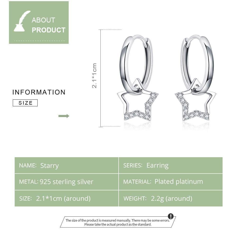 Drop Earrings Charm Jewelry - Clear Star - BSE276 - Touchy Style