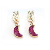 Druzy Stone Moon Romantic Star Dangle Mini Earrings Charm Jewelry BS0310 - Touchy Style