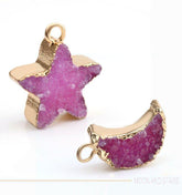 Druzy Stone Moon Romantic Star Dangle Mini Earrings Charm Jewelry BS0310 - Touchy Style