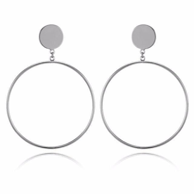 Earring Charm Jewelry 2021 Big Circle Round Hoop Earrings Statement Golden Punk Charm - Touchy Style