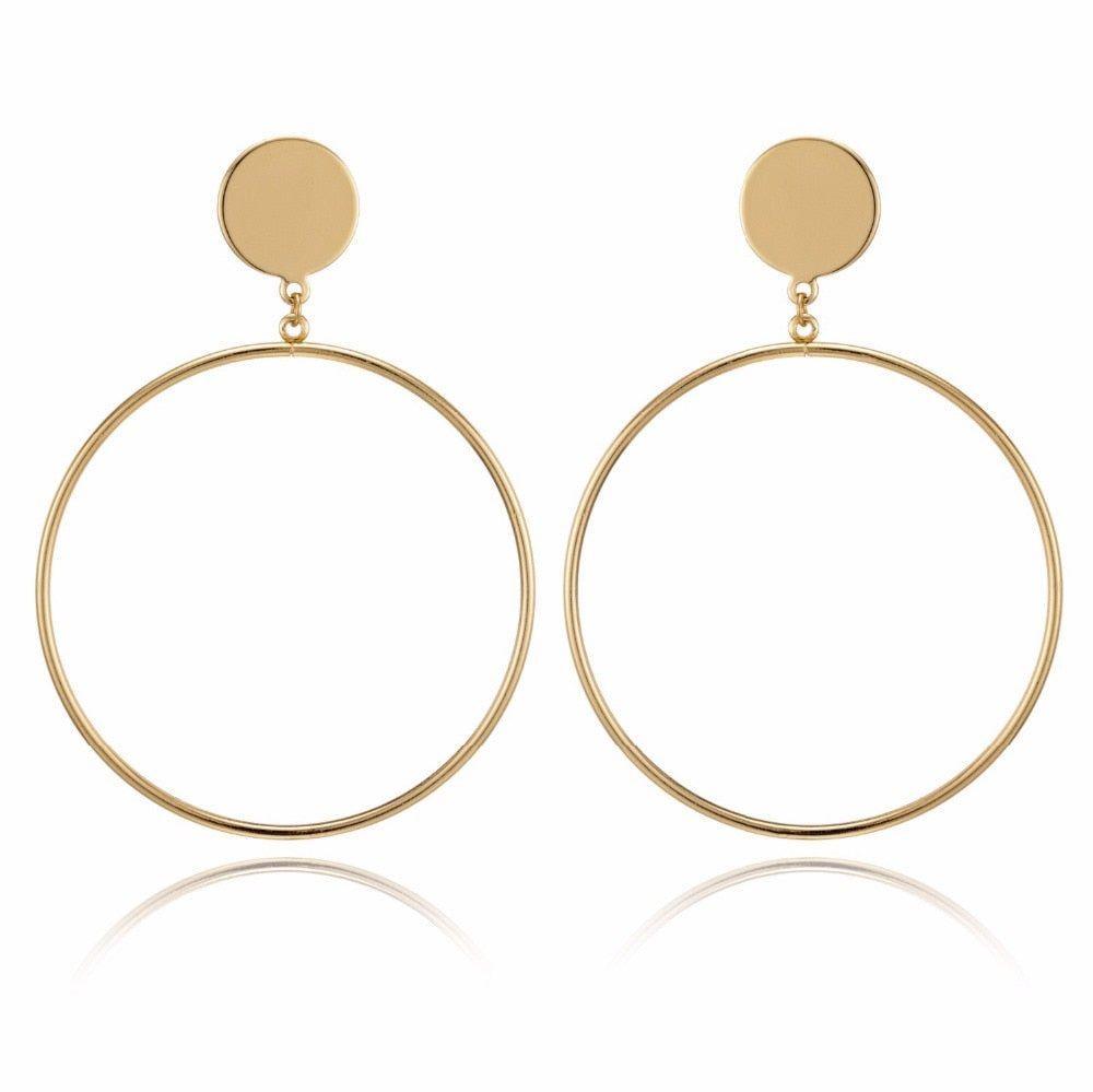 Earring Charm Jewelry 2021 Big Circle Round Hoop Earrings Statement Golden Punk Charm - Touchy Style