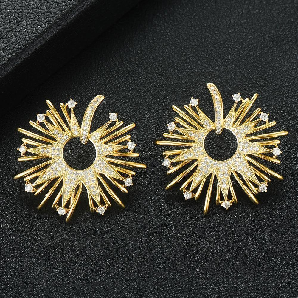 Earring Charm Jewelry 2021 Fireworks Flower Full Micro Paved Crystal Zircon Drop Earring Fashion - Touchy Style