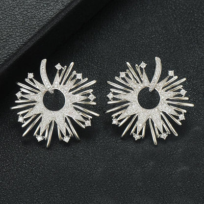 Earring Charm Jewelry 2021 Fireworks Flower Full Micro Paved Crystal Zircon Drop Earring Fashion - Touchy Style