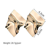 Earring Charm Jewelry Big Square Punk Folded Stud Earrings OOS0329 - Touchy Style .