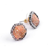 Earring Charm Jewelry Crystal Nature Druzy Stone Around Hexagon 