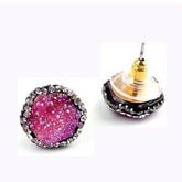 Earring Charm Jewelry Crystal Nature Druzy Stone Around Hexagon 