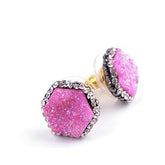 Earring Charm Jewelry Crystal Nature Druzy Stone Around Hexagon 