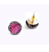 Earring Charm Jewelry Crystal Nature Druzy Stone Around Hexagon 