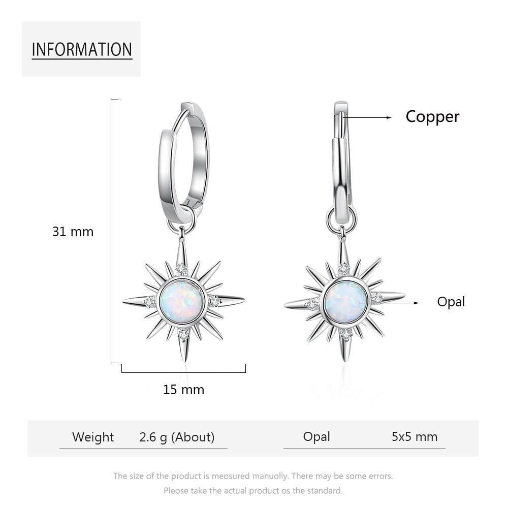 Earring Charm Jewelry Silver Color Sun Hoop Opal Clear CZ 2021 - Touchy Style