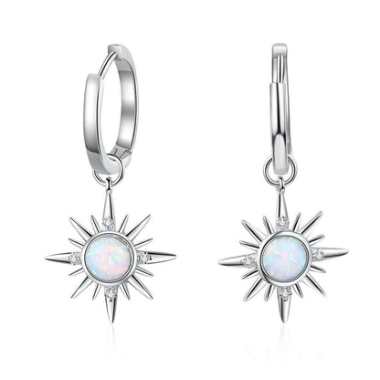 Earring Charm Jewelry Silver Color Sun Hoop Opal Clear CZ 2021 - Touchy Style