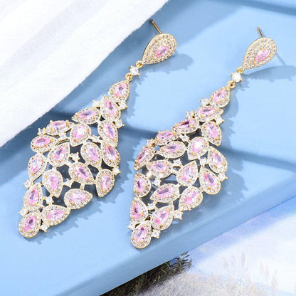 Earrings Charm Jewelry Big Long Austrian Crystal G477 - Touchy Style