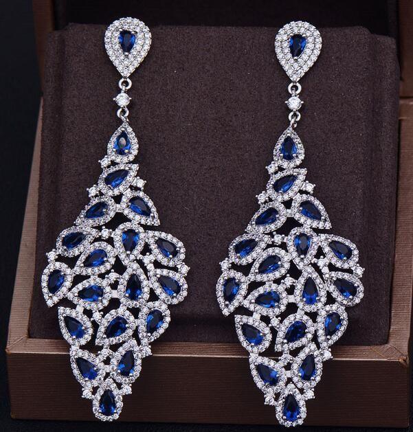 Earrings Charm Jewelry Big Long Austrian Crystal G477 - Touchy Style