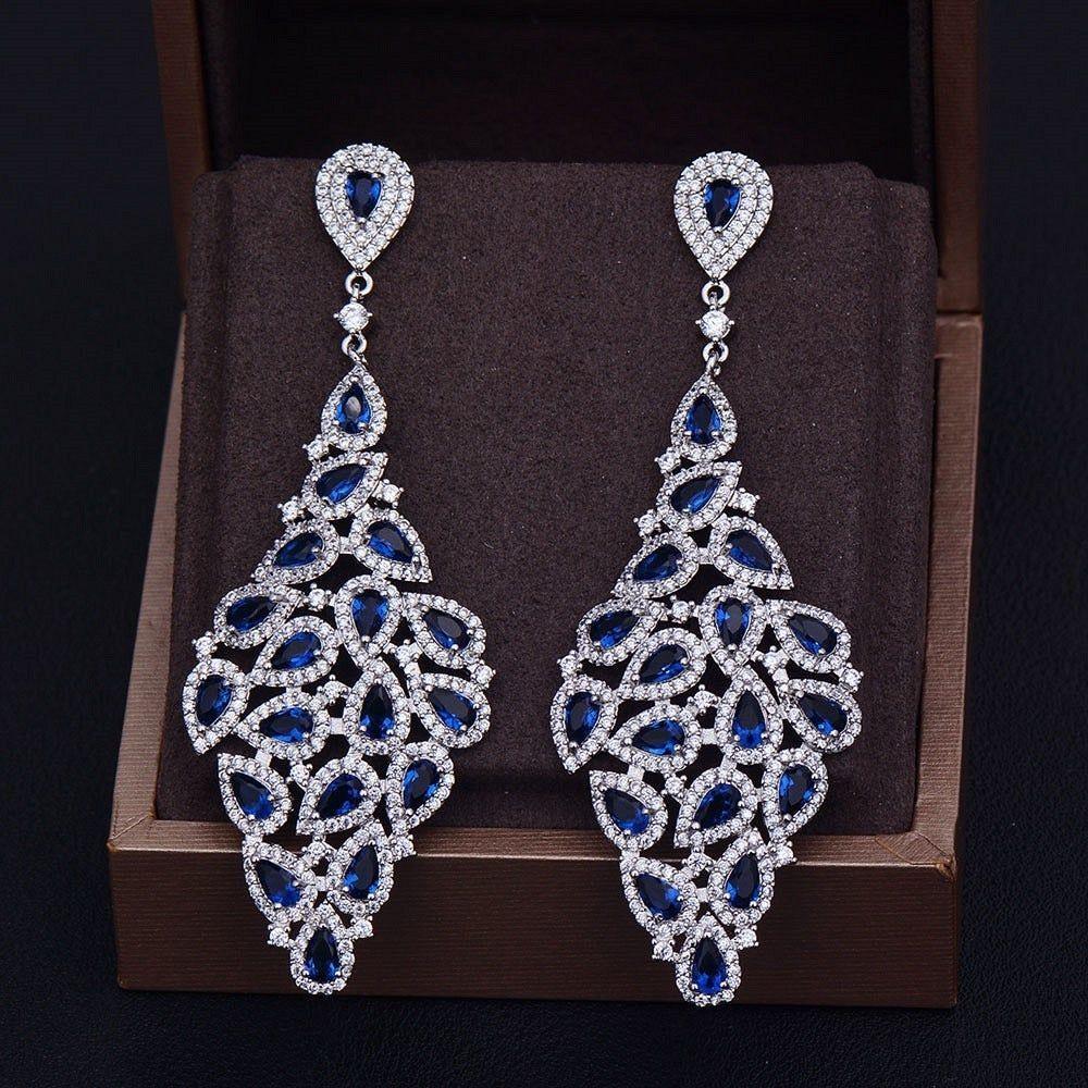 Earrings Charm Jewelry Big Long Austrian Crystal G477 - Touchy Style