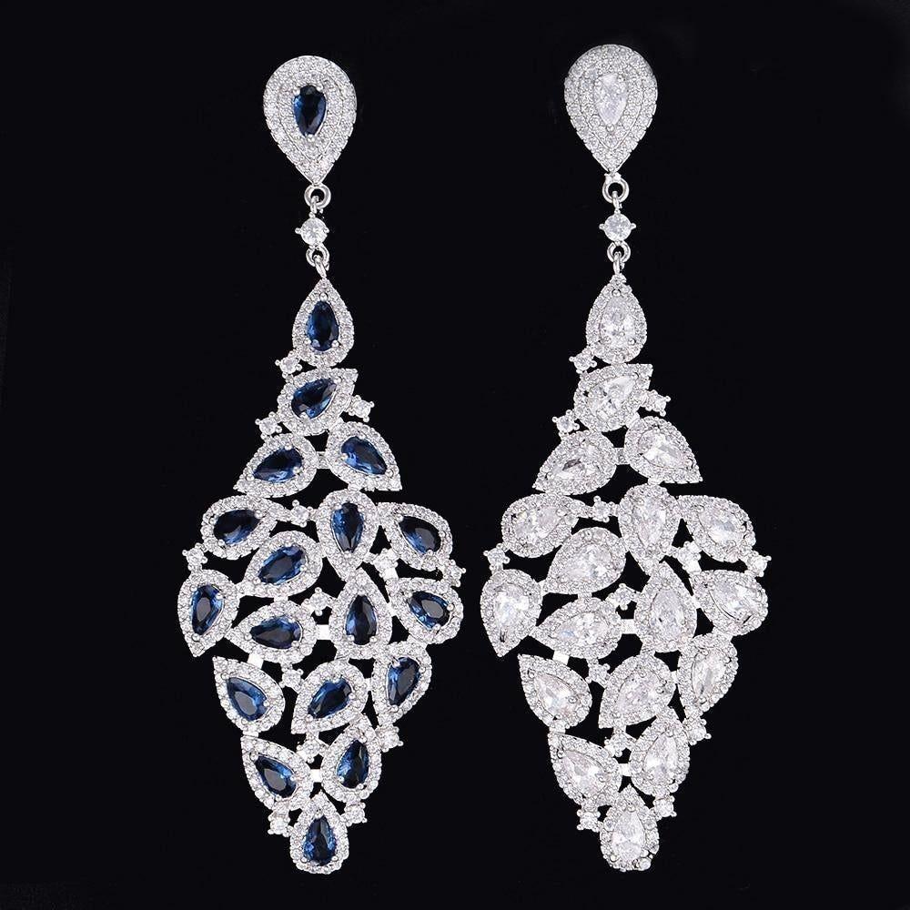 Earrings Charm Jewelry Big Long Austrian Crystal G477 - Touchy Style