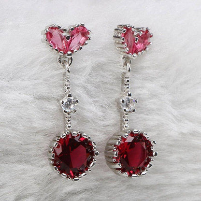 Earrings Charm Jewelry - Crystal Heart Red Blue Stone - ZOS0454 - Touchy Style