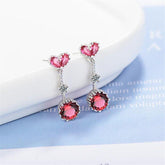 Earrings Charm Jewelry - Crystal Heart Red Blue Stone - ZOS0454 - Touchy Style