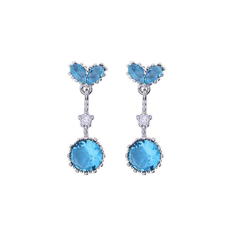 Earrings Charm Jewelry - Crystal Heart Red Blue Stone - ZOS0454 - Touchy Style