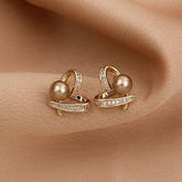 Earrings Charm Jewelry ECJTXY3 Classic Small heart Champagne Pearl - Touchy Style .