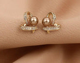 Earrings Charm Jewelry ECJTXY3 Classic Small heart Champagne Pearl - Touchy Style