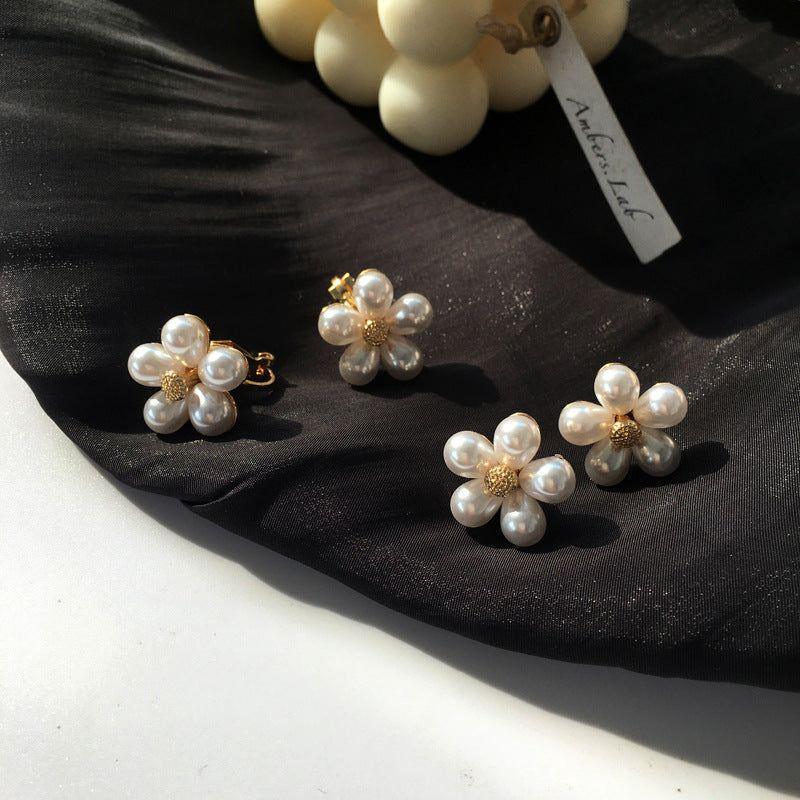 Earrings Charm Jewelry Faux Pearl Flower Fashion ET432 - Touchy Style