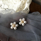 Earrings Charm Jewelry Faux Pearl Flower Fashion ET432 - Touchy Style .