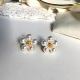 Earrings Charm Jewelry Faux Pearl Flower Fashion ET432 - Touchy Style .