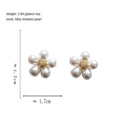 Earrings Charm Jewelry Faux Pearl Flower Fashion ET432 - Touchy Style .