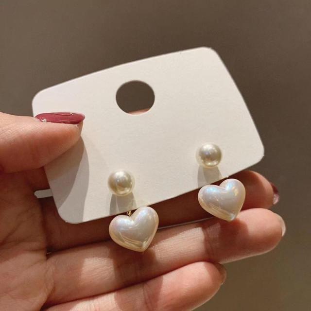 Earrings Charm Jewelry Heart Pearl Fine White Accessory DM20X88 - Touchy Style