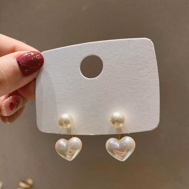 Earrings Charm Jewelry Heart Pearl Fine White Accessory DM20X88 - Touchy Style