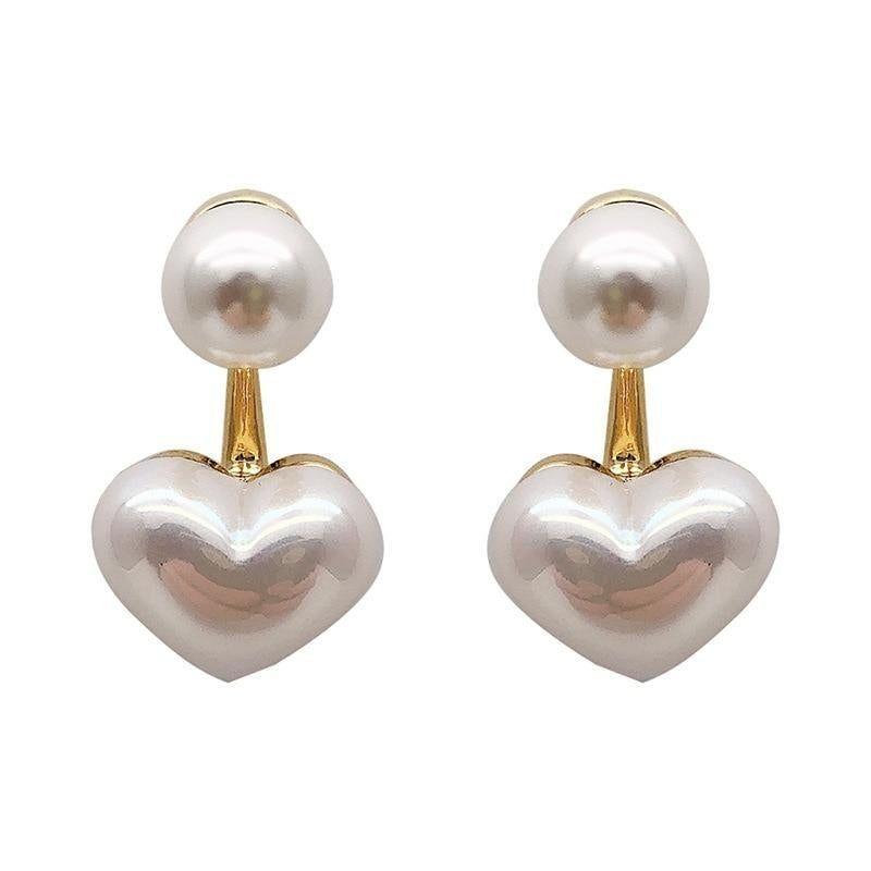 Earrings Charm Jewelry Heart Pearl Fine White Accessory DM20X88 - Touchy Style