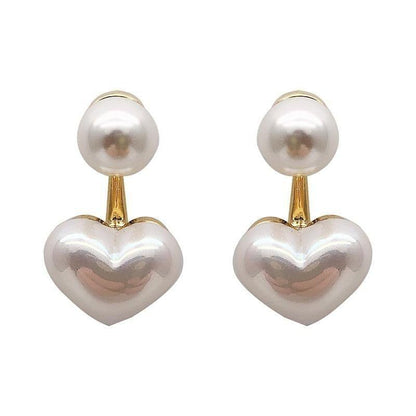 Earrings Charm Jewelry Heart Pearl Fine White Accessory DM20X88 - Touchy Style