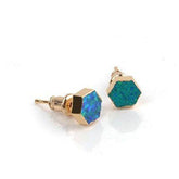 Earrings Charm Jewelry Hexagon Fashion Fire Opal Stone 