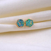 Earrings Charm Jewelry Hexagon Fashion Fire Opal Stone 