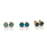 Earrings Charm Jewelry Hexagon Fashion Fire Opal Stone 