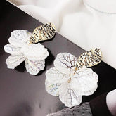 Earrings Charm Jewelry Korean White Flower Pattern - Touchy Style .