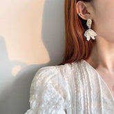 Earrings Charm Jewelry Korean White Flower Pattern - Touchy Style .