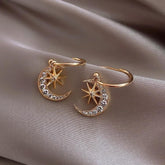 Earrings Charm Jewelry Moon Star Rhinestone Pattern 